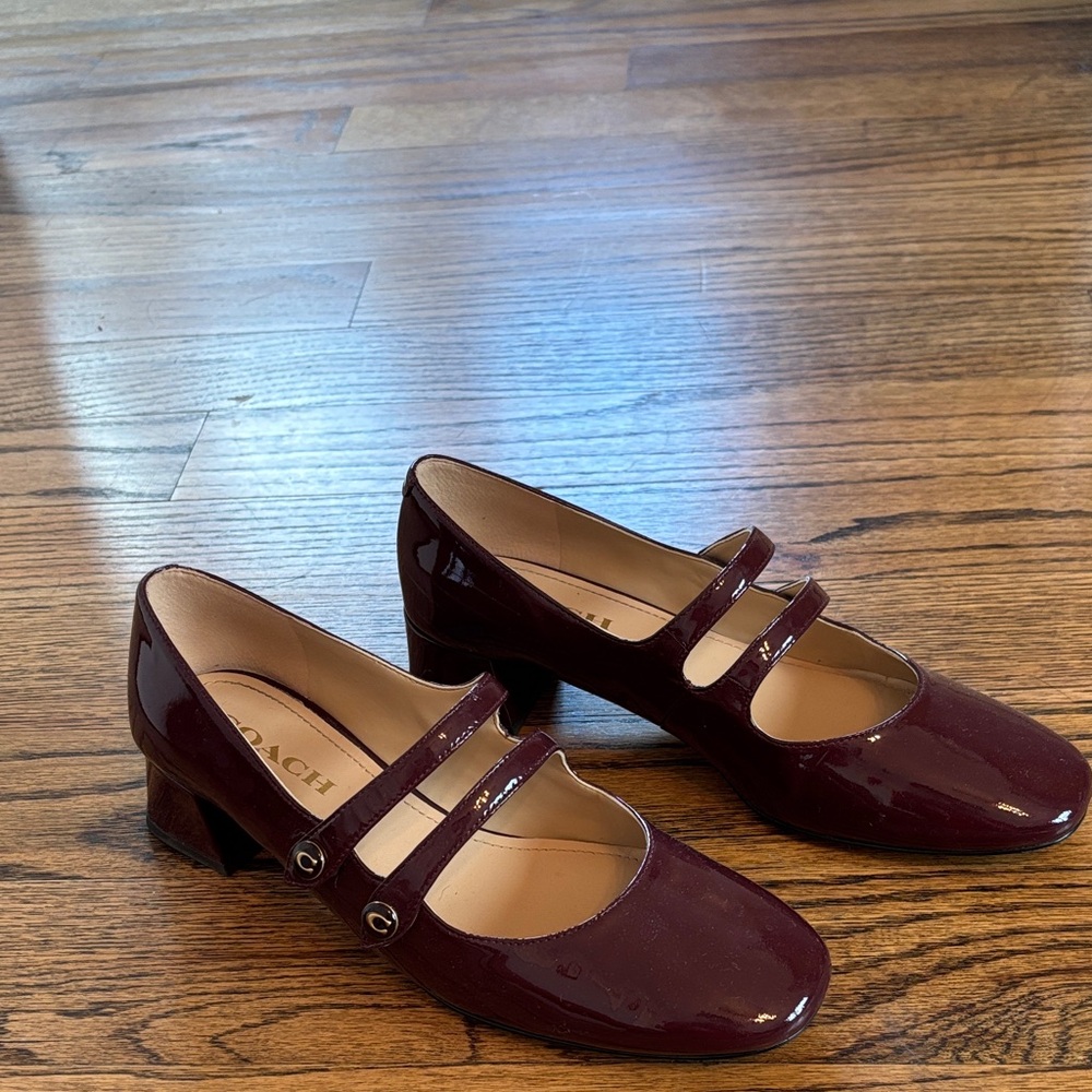 Coach Dark Red Angelina Mary Jane 1.5” Heel